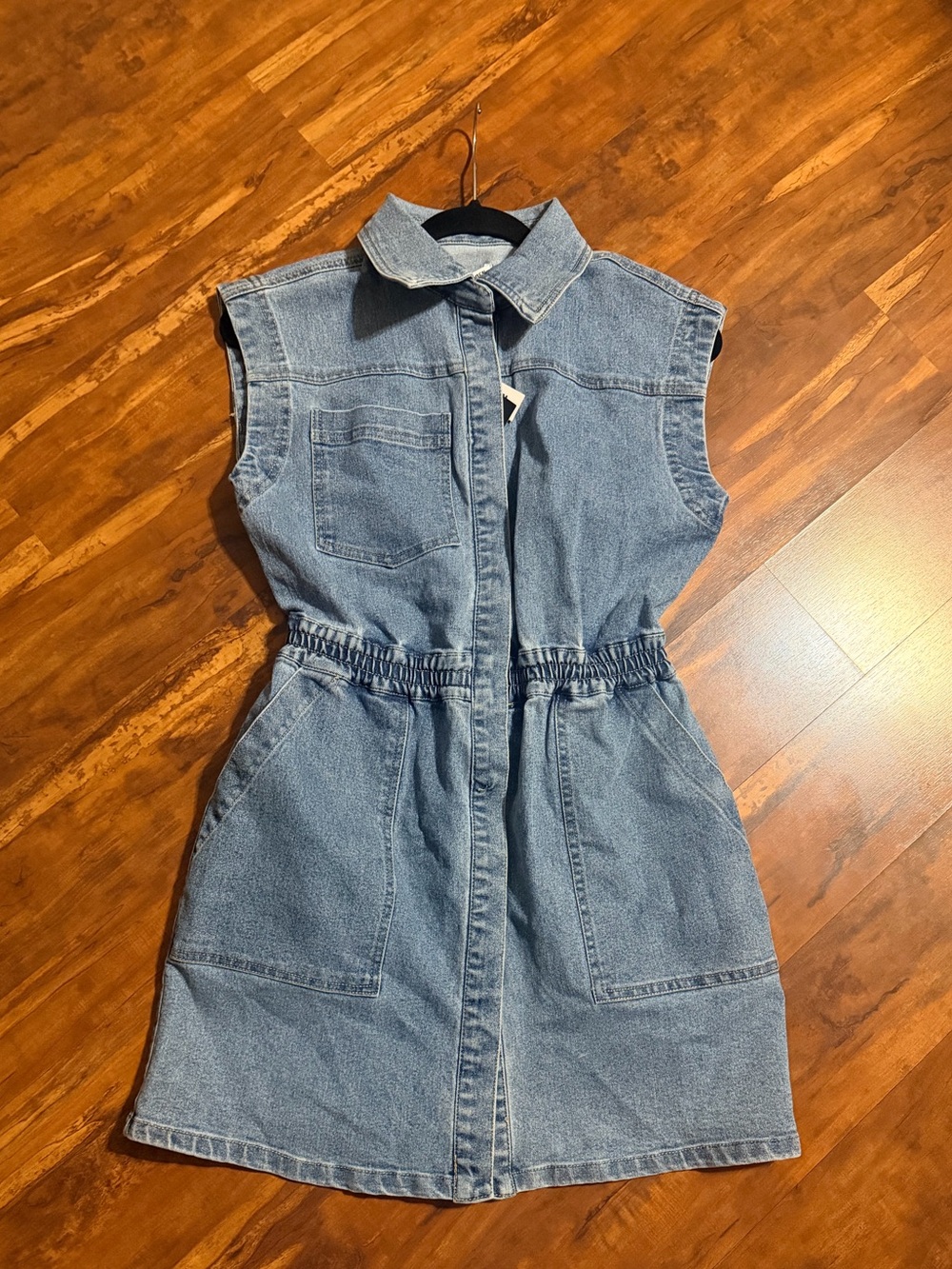 Steve Madden Sleeveless Denim Mini Dress in Light Blue